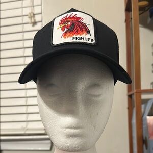 Black Fighter Patch Trucker Hat